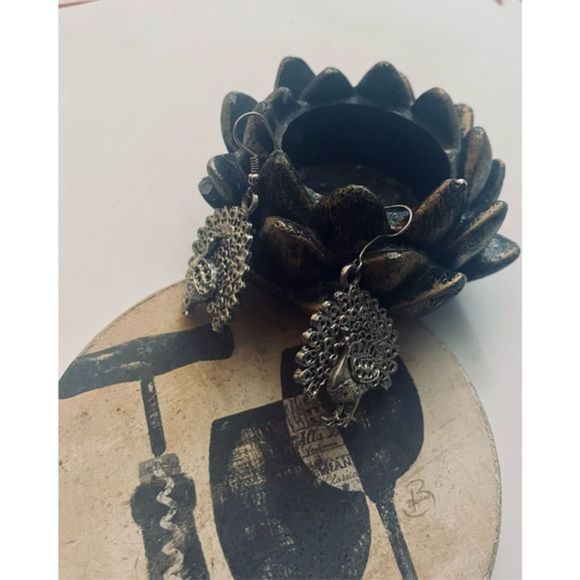 Unique silver boho TURKEY DANGLE EARRINGS - Picture 5 of 7